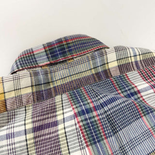 OLD Ralph Lauren "HAND WOVEN" ボタンダウン チェック S/S シャツ(ブルー×レッド)