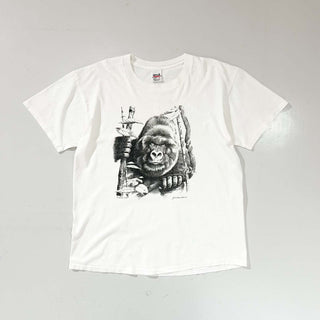 90's "made in USA" anvil "Human-i-Tees" ゴリラ プリント Tシャツ