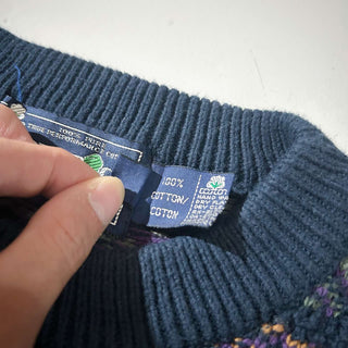 80's WOODSTOCK by bernard 総柄 コットンニットセーター