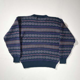 80's WOODSTOCK by bernard 総柄 コットンニットセーター