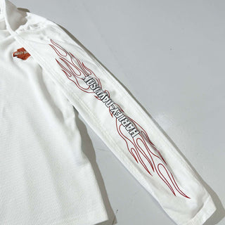 00's〜 HARLEY DAVIDSON 袖プリント 切替 サーマル カットソー