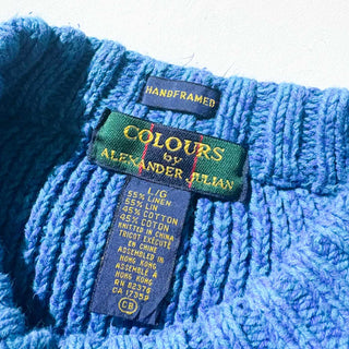 90's～ ALEXANDER JULIAN メランジ コットン ニット セーター(ブルー×サックス)