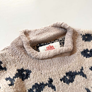 90's～ "made in BOLIVIA" AMANO 総柄 魚柄 ウール ニットセーター