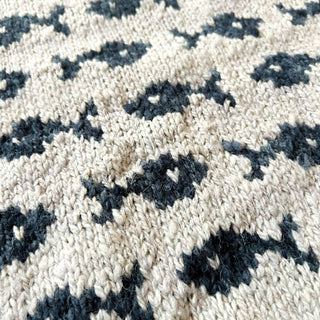 90's～ "made in BOLIVIA" AMANO 総柄 魚柄 ウール ニットセーター