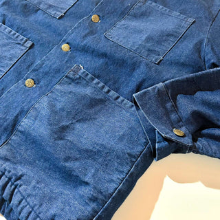 70's Sportswear 襟コーデュロイ切替 デニム カバーオール ジャケット