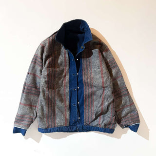 70's Sportswear 襟コーデュロイ切替 デニム カバーオール ジャケット