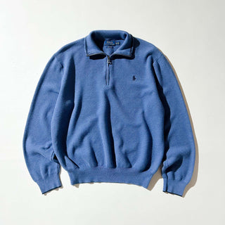 Ralph Lauren リブライン ハーフジップ コットンニット セーター