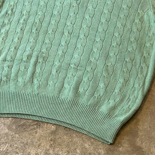 00's RALPH LAUREN シルク ハーフジップ ケーブルニット セーター
