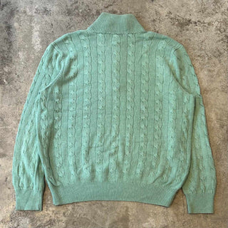 00's RALPH LAUREN シルク ハーフジップ ケーブルニット セーター