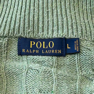 00's RALPH LAUREN シルク ハーフジップ ケーブルニット セーター