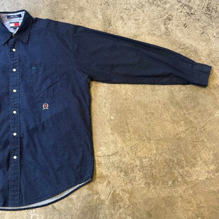90's TOMMY HILFIGER レギュラーカラー ドット柄 L/Sシャツ