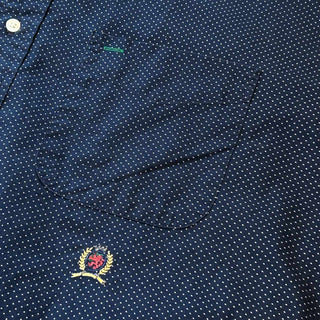 90's TOMMY HILFIGER レギュラーカラー ドット柄 L/Sシャツ
