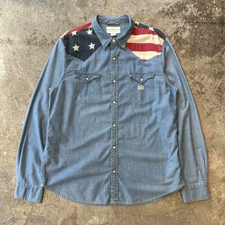 DENIM & SUPLY Ralph Lauren レギュラーカラー 星条旗 ウエスタン シャンブレー L/Sシャツ