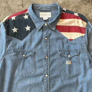 DENIM & SUPLY Ralph Lauren レギュラーカラー 星条旗 ウエスタン シャンブレー L/Sシャツ
