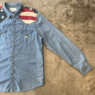 DENIM & SUPLY Ralph Lauren レギュラーカラー 星条旗 ウエスタン シャンブレー L/Sシャツ