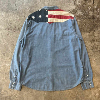 DENIM & SUPLY Ralph Lauren レギュラーカラー 星条旗 ウエスタン シャンブレー L/Sシャツ