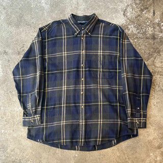 90's nautica コットン チェック ボタンダウン L/Sシャツ