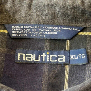 90's nautica コットン チェック ボタンダウン L/Sシャツ