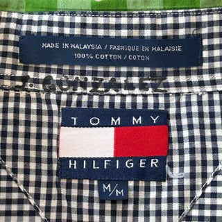 90's TOMMY HILFIGER パッチワーク チェック ボタンダウン L/Sシャツ