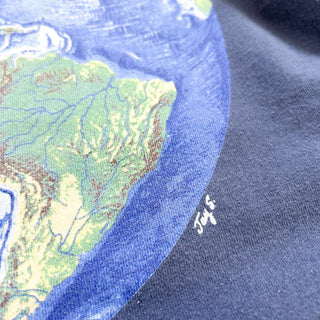 90's "made in USA" Fruit of the loom "The Audubon Institude" アース プリントTシャツ