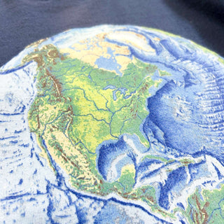 90's "made in USA" Fruit of the loom "The Audubon Institude" アース プリントTシャツ