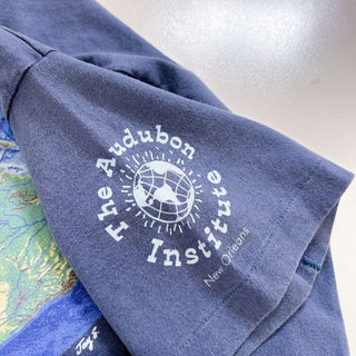 90's "made in USA" Fruit of the loom "The Audubon Institude" アース プリントTシャツ