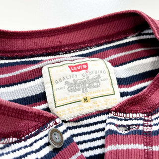 90's ヘンリーネック サーマル ボーダー Tシャツ