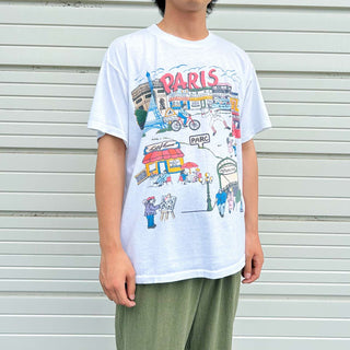 90's "made in USA" TENNESSE RIVER "PARIS" アート プリントTシャツ