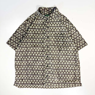 00's ORVIS "KALAMKARI" 小花柄 プリント s/sシャツ(グリーン)