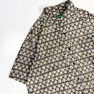 00's ORVIS "KALAMKARI" 小花柄 プリント s/sシャツ(グリーン)