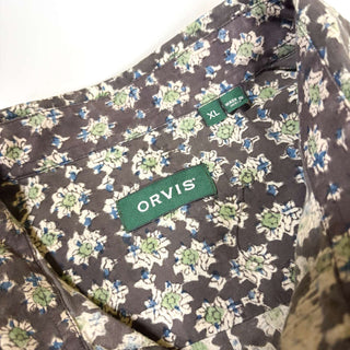 00's ORVIS "KALAMKARI" 小花柄 プリント s/sシャツ(グリーン)