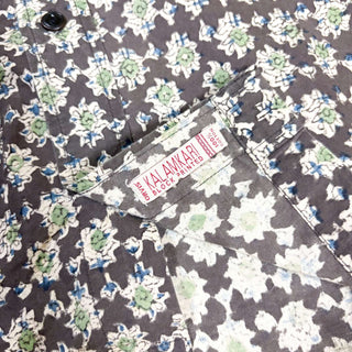 00's ORVIS "KALAMKARI" 小花柄 プリント s/sシャツ(グリーン)