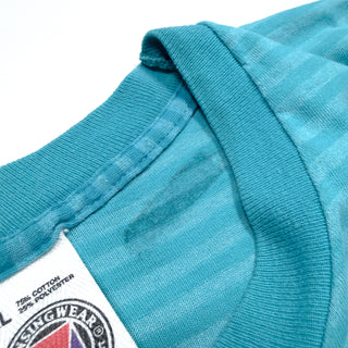 90’s "made in USA" MUNSING WEAR ターコイズブルー ボーダー Tシャツ