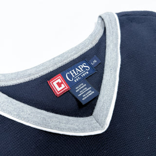 CHAPS ワッフル生地 ネイビー Vネック Tシャツ