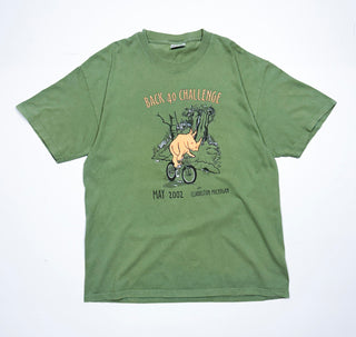 00's Hanes アニマル サイ オリーブ プリント Tシャツ