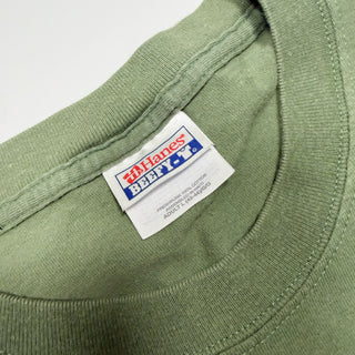 00's Hanes アニマル サイ オリーブ プリント Tシャツ