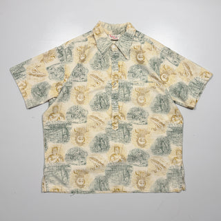60's~70's "made in HAWAII" GO BAREFOOT IN PARADISE アロハ プルオーバー s/s シャツ