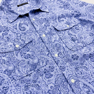 BANANA REPUBLIC リネン×コットン ペイズリー柄 S/Sシャツ