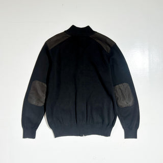 00's ROUNDTREE & YORKE フェイクレザー切替 ダブルポケット ドライバーズ ニット セーター
