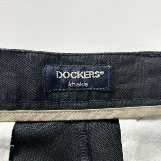 90's "Dominican Republic" DOCKERS khakis ブラック リネン×コットン 2タック パンツ