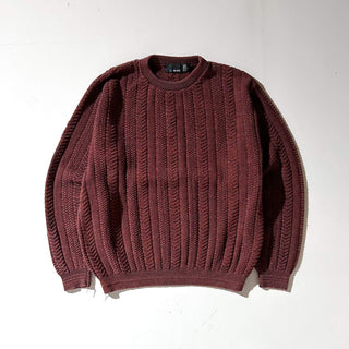90's "made in USA" BILL BLASS ワインレッド メランジ コットン×アクリル ニット セーター