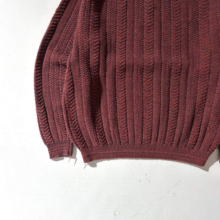 90's "made in USA" BILL BLASS ワインレッド メランジ コットン×アクリル ニット セーター