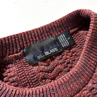 90's "made in USA" BILL BLASS ワインレッド メランジ コットン×アクリル ニット セーター