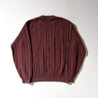 90's "made in USA" BILL BLASS ワインレッド メランジ コットン×アクリル ニット セーター