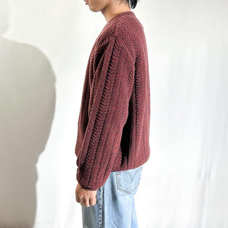 90's "made in USA" BILL BLASS ワインレッド メランジ コットン×アクリル ニット セーター