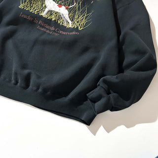 90's "made in USA" marathon apparel "DUCKS UNLIMITED" ブラック アニマル スウェット シャツ