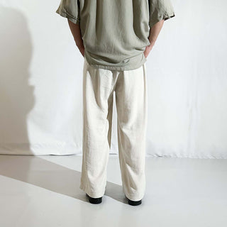 00's OLD NAVY リネン×レーヨン ドローコード イージー パンツ(ベージュ)