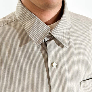 90's～00's レーヨン×ポリエステル チェック "比翼ボタンダウン" L/Sシャツ