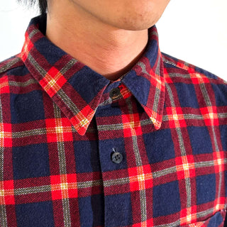 90's Dickies レッド×ネイビー チェック L/Sネルシャツ