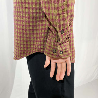 90's～ THE TERRITORY AHEAD チェック パープル L/Sシャツ